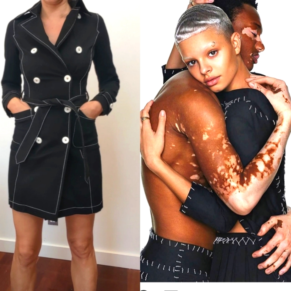 T21 couture Rio Uribe of Balenciaga contrast monochrome trench coat xs